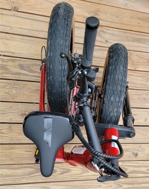 Aventon Sinch Step Through Foldable Ebike in Campfire Red Compact Fits in Trunk