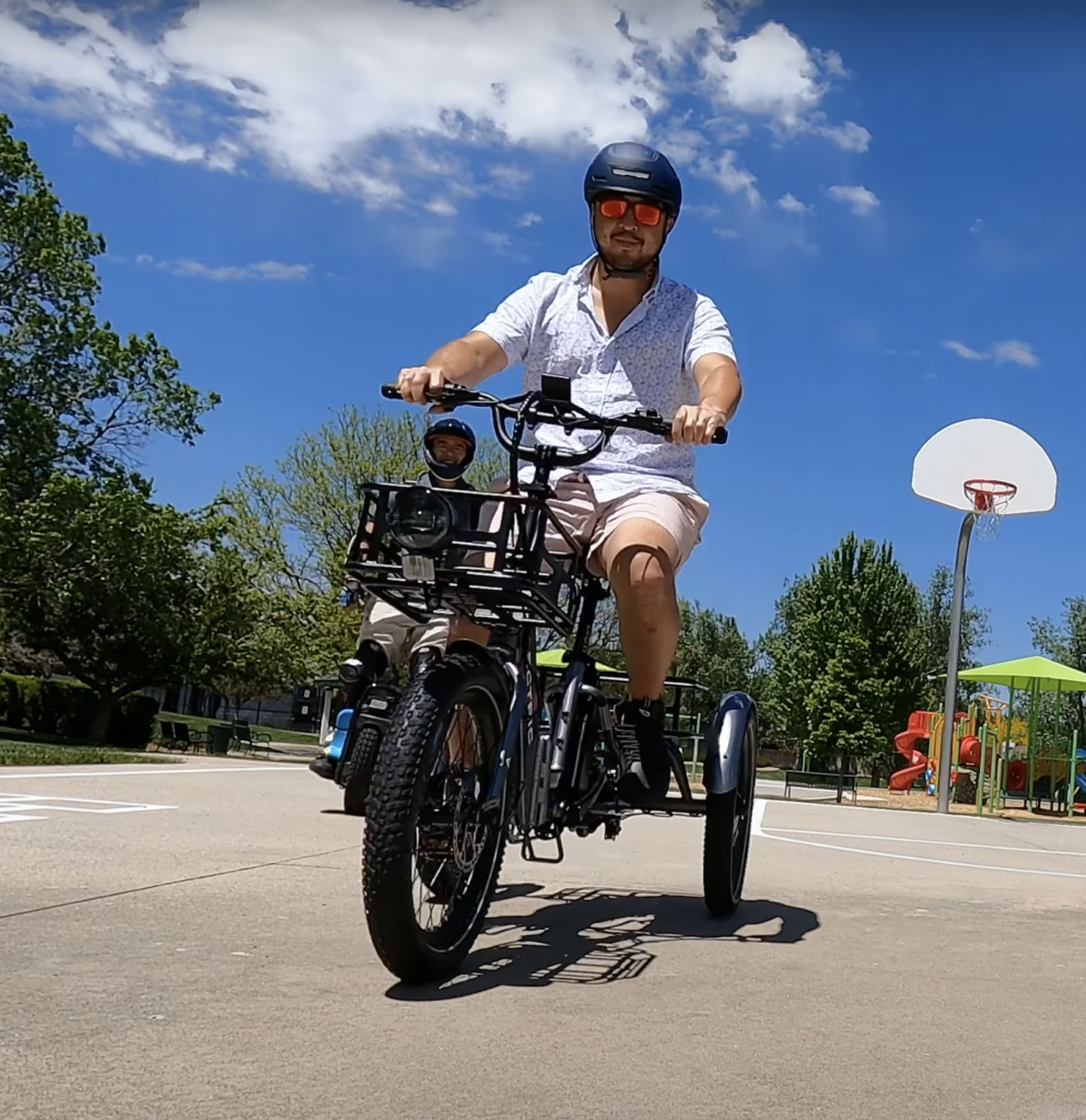 Lectric XP Trike riding from the front